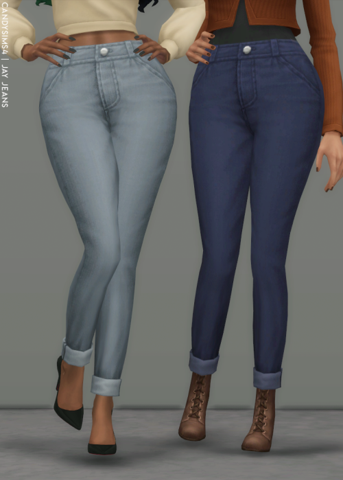 candysims4:candysims4:JAY JEANSA basic folded jeans.TEEN TO ELDER BASE GAME COMPATIBLE MADE 