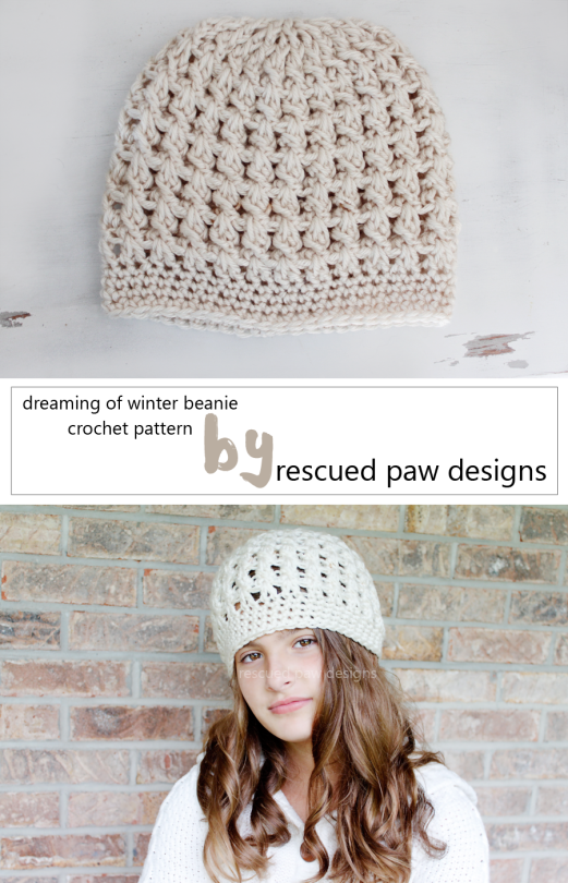 Dreaming of Winter Crochet Beanie Pattern :: Rescued Paw Designs