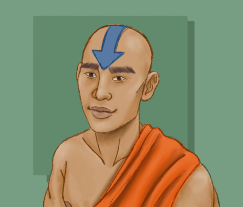 kyoshisgf:[ID: A semi-realistic, colored, digital drawing of Aang from Avatar: The Last Airbender. H