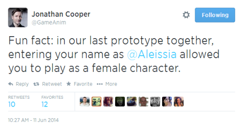 briangefrich:  Jonathan Cooper was the Animation Director on Assassin’s Creed 3. Dan Lowe was the Senior Technical Animator on Watch Dogs. Both are calling out the Assassin’s Creed: Unity team on their bullshit about not including female avatars in
