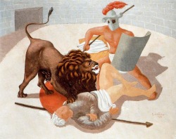 artist-dechirico:  Gladiators and Lion via