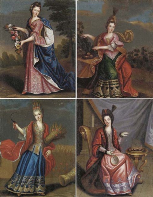 artekka:Painting by Pierre Gobert. The four surviving daughters of Henri Jules, Prince of Condé as t