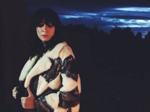 Dani in mink + leather. #newmexico #babelorettes #baumshellbabs #santafe #minksy #nightsky (at Santa