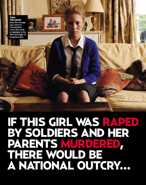 yourdankyestpie:karenhurley:The first image is Thea Wellband, who plays the teenage rape victim in Unwatchable.The second image is Rose, nine years old, who was raped so violently her hips are permanently damaged.  because the US  is a piece of shit