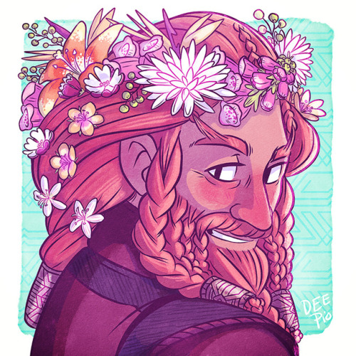 Blossom BanditThe lovely Nori adorned in flowers. He’s crowned with foxglove, bird of paradise, fair