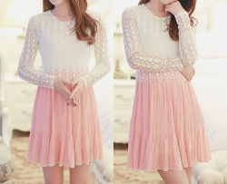 flirtae:  pink lace dress ღ 