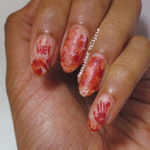 Bloody Halloween Nails. Inspired by gory Halloween films and done for Nail Polish Canada&rs