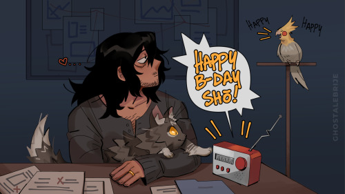 Happy Birthday to Aizawa Shouta!Ft. the pets I gave to him and Mic!