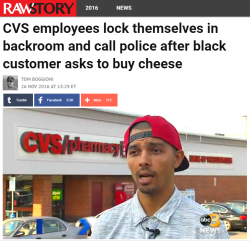 glumshoe: johnnythewolfkid13:  nevaehtyler:     Ricky Berry and his roommate Philip Blackwell not only were denied service at a CVS   in Carytown, Virginia, when they were in search of sliced cheese, the employees there actually hid from the customers