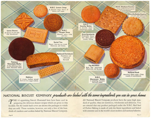 Cookies from 50 Delicious Desserts, 1938. National Biscuit Company. Via Eudaemonius / flickr