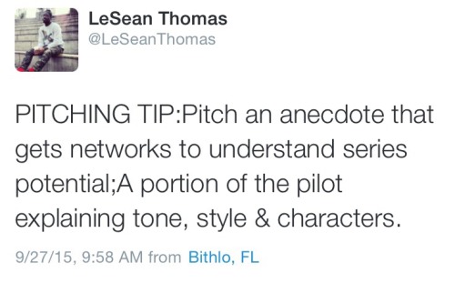 leseanthomas: Some Show/Story Pitching tips for young creators.