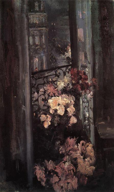 konstantin-korovin: A Parisian Balcony, Konstantin Korovin Medium: oil,canvas