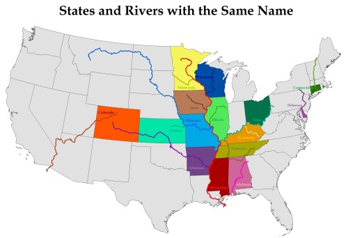 mapsontheweb:US states and rivers with the same name.