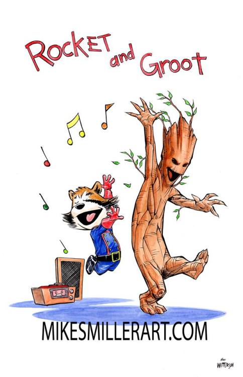 ahoboandhisbox:  xombiedirge:  Rocket & Groot by Mike S. Miller   this is awesome. 