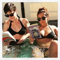 heyitsapril:  How @michelledeidre and I hot tub #twins (at Ace Hotel Rooftop Lounge)