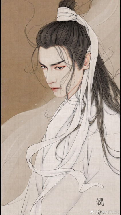 Character of Chinese costume drama Ashes of Love: Runyu 润玉. Illustration by 千景绘STUDIO. 