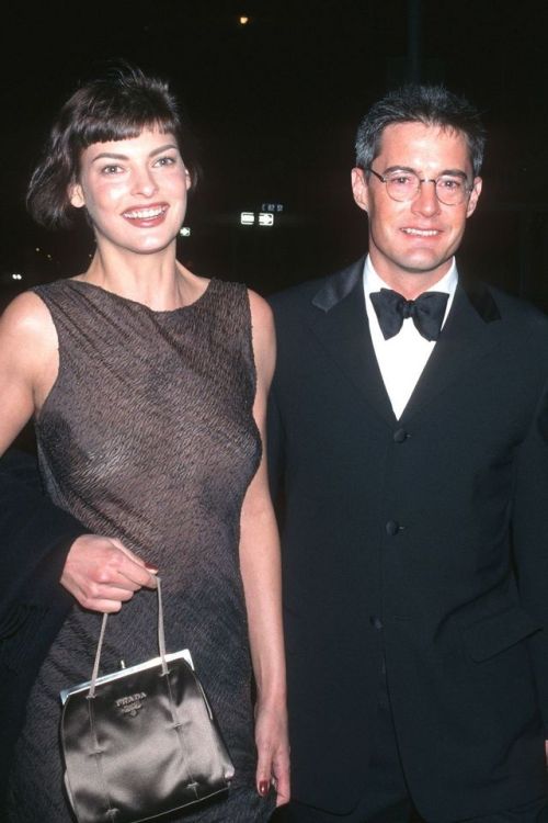 Kyle Mclachlan & Linda Evangelista attend the Met Gala, 1996.Theme : Christian Dior