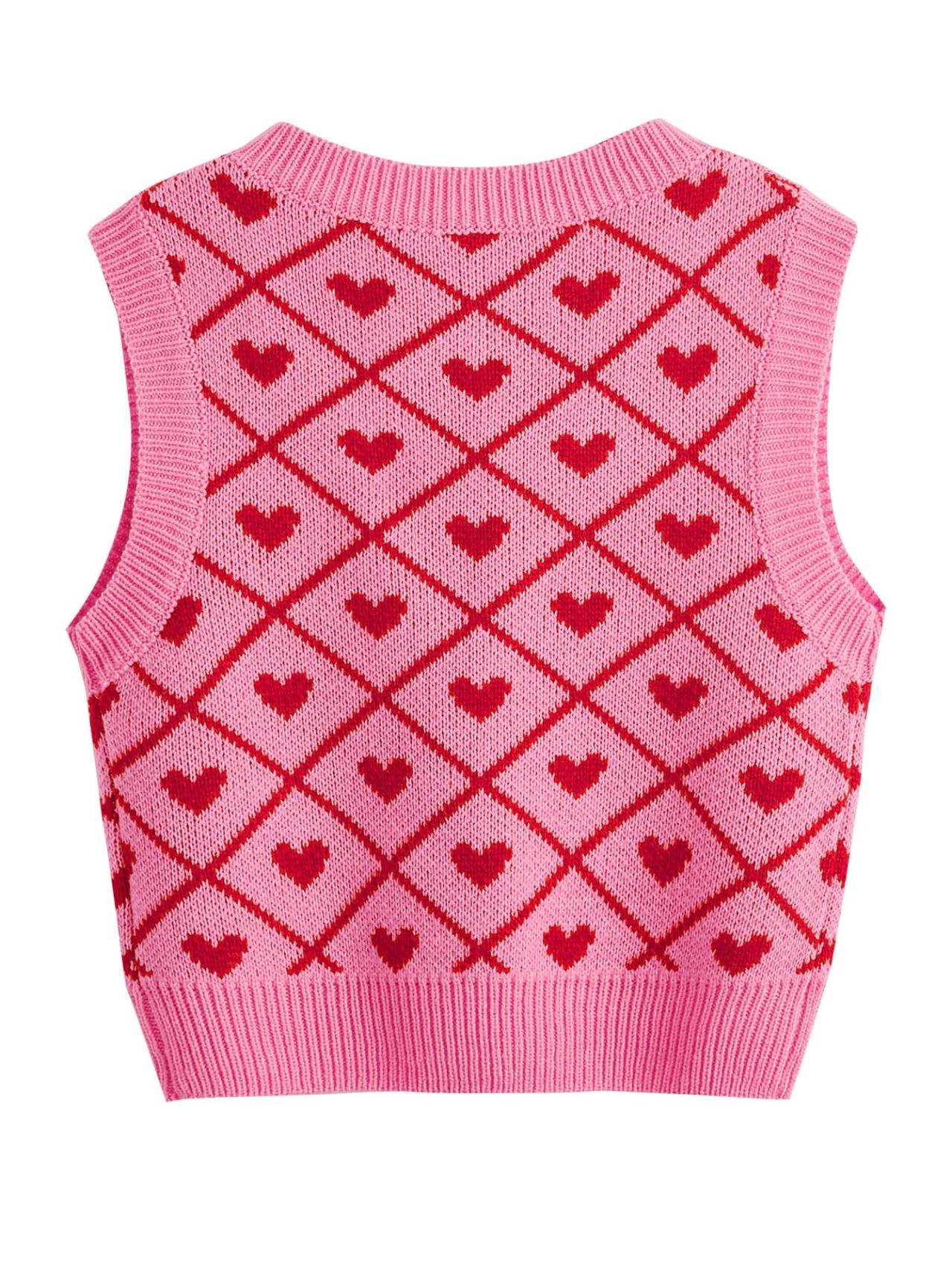 peachblushparlour:Heart & Argyle Pattern Sweater Vest