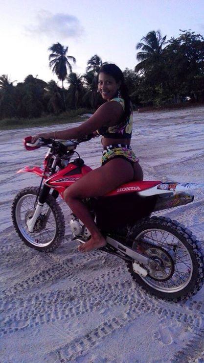 Porn photo sweet latina posing on the bike with hot