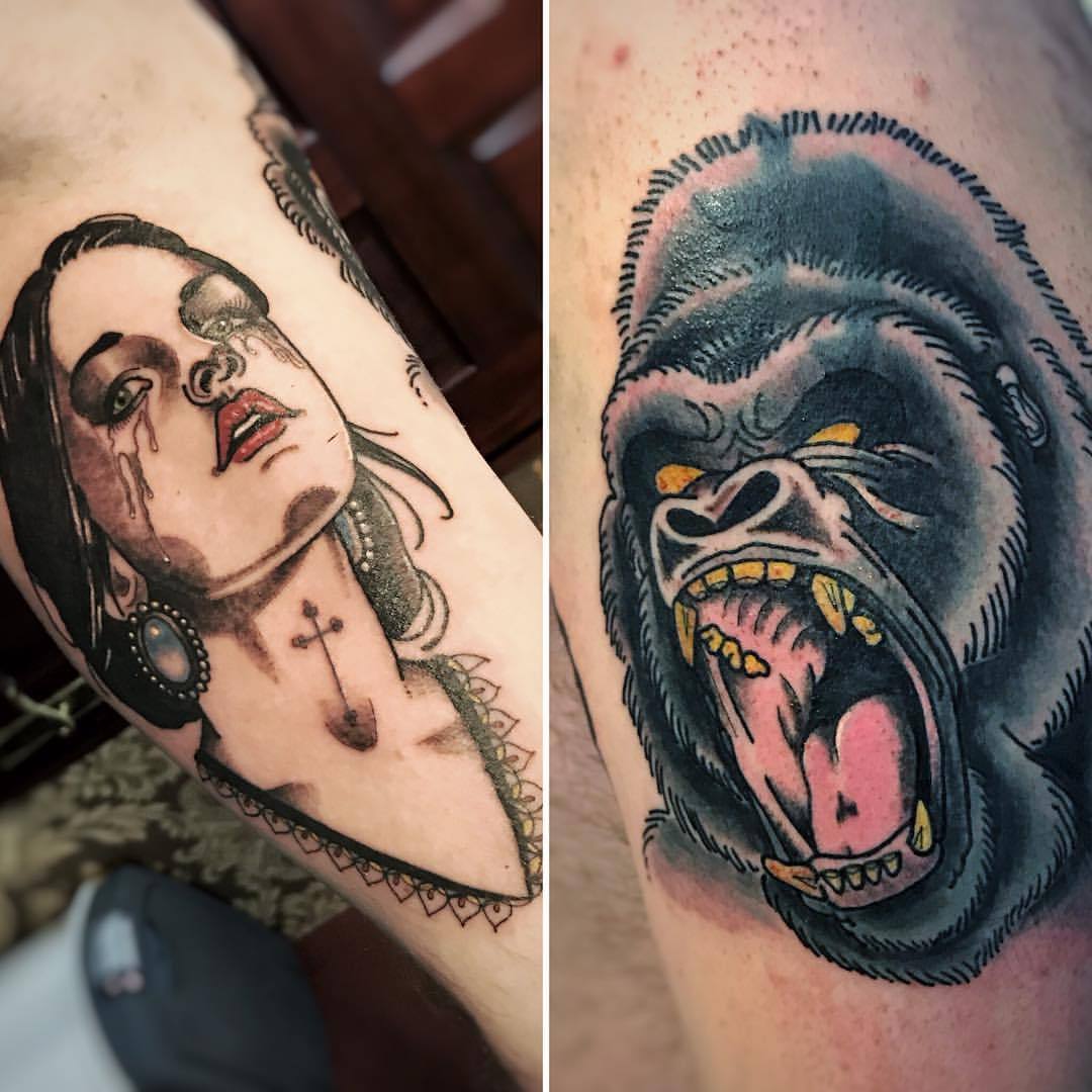 King Kong Tattoo  Gorilla tattoo Hand tattoos for guys Animal tattoos  for men