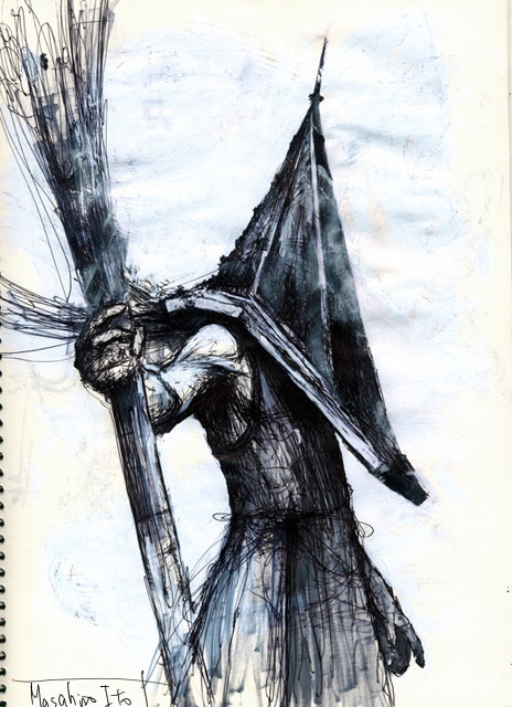 gomakeawaffle:  Pyramid Head concept art by Masahiro Ito