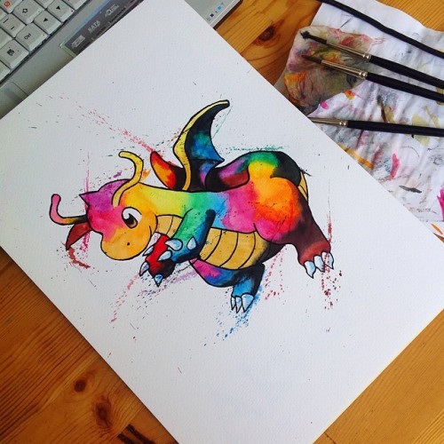 thegameisalife:  Pokémon en acuarelas.Pokémon on watercolor.By Lisa-Marie Melin  Queria desenhar assim