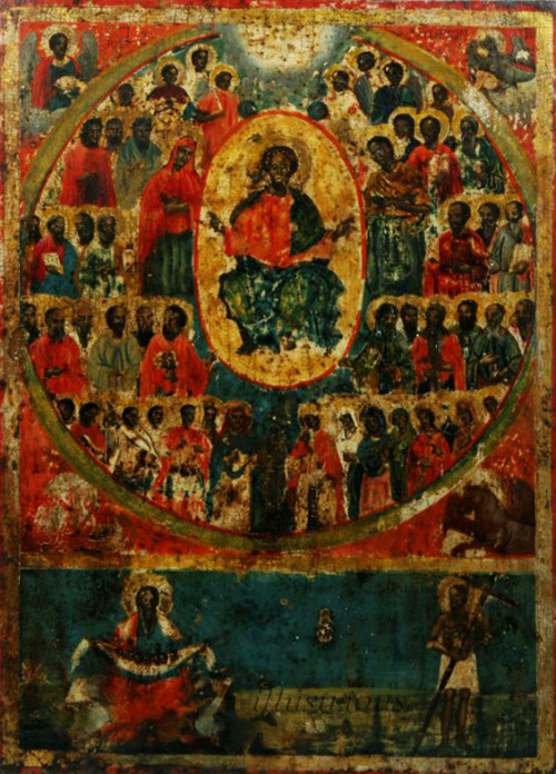 An icon depicting the Deisis/Christ in Majesty (18-19th c.)