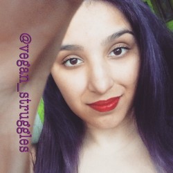 moonofhislife:  #selfie #purple #hair #red #lipstick #me #memyselfandi