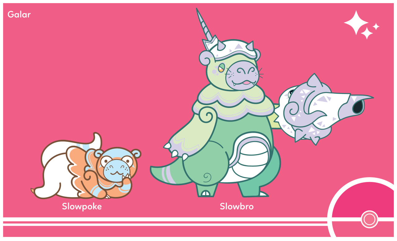 Shiny Galar Slowpokes Galarian Slowbro Galarian Slowking