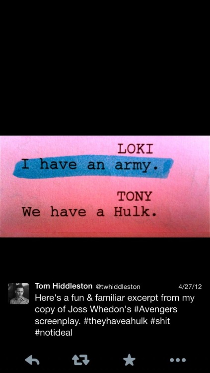 lokiwholocked:  theeditnerd:  Hiddleston Tweets  #notidealSo British. 