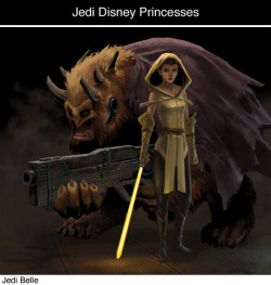 ryandrakblade:  tastefullyoffensive:  Disney Princess Jedi by Phill Berry (Patreon)   You gotta admit that’s really fucken cool