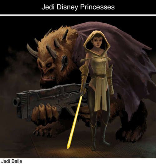 tastefullyoffensive:Disney Princess Jedi by Phill Berry (Patreon)