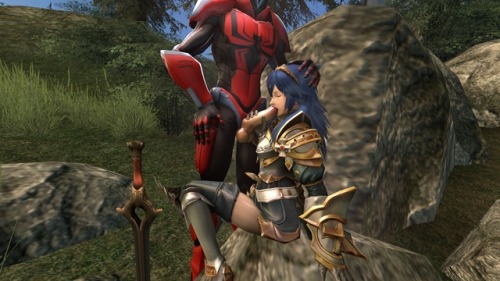 Spider-Man and Lucina in their armor  having sex