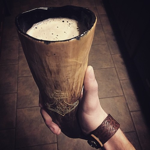mediocre-literary-genius:Felt compelled to drink BJ out of my drinking horn tonight. The Gods have s