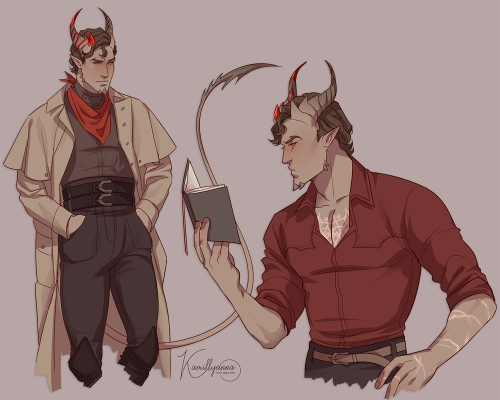 some recent draws of my tiefling bloodhunterand his druid gf &lt;3 Do NOT repost / use / copy / 