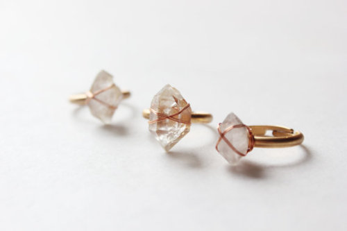 littlealienproducts:raw Herkimer Diamond Ring-matt // $21