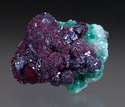 mineralogy-porn:  Cuprite on Malachite