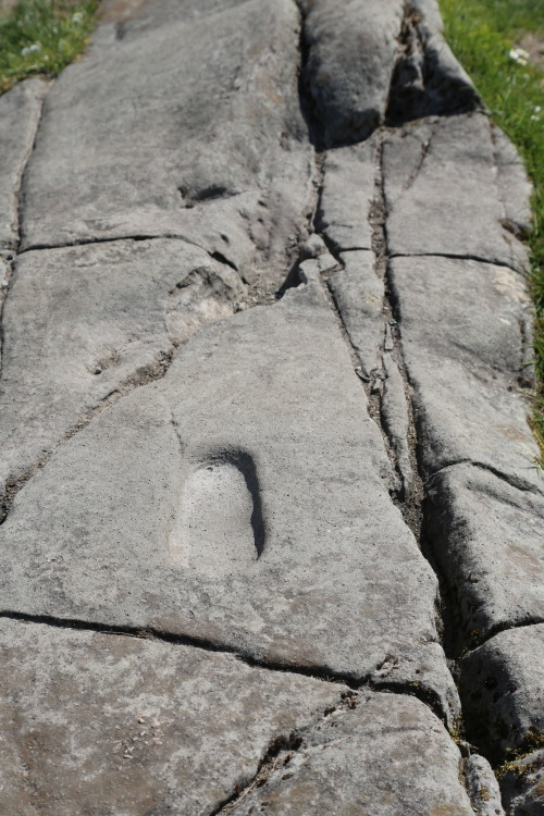 Dunadd Iron Age Fort Inauguration Stone and Summit, Argyll, 3.6.16. The famed stone and location is 