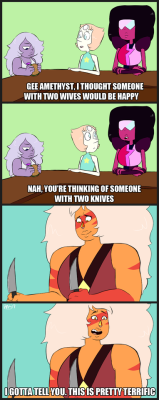 jankybones: The two wives are Peridot and Lapis btw (they all datin) Based on this  lol XD