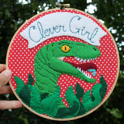 loveandasandwich:I don’t just make embroidery hoops of cartoon characters! This Jurassic Park 