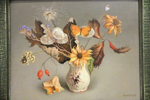 Rudolf Wacker (Austrian, 1893 - 1939) Still life with a butterfly