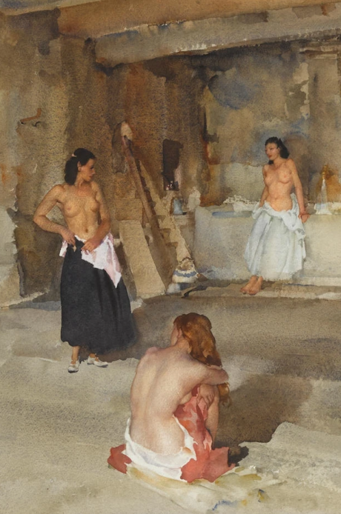 fordarkmornings:   A Provençal Trio, 1951. Details. William Russell Flint (Scottish, 1880–1969) Watercolour 