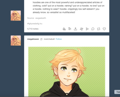 So, @megatraven, why do you think Adrien is wearing a hoodie?