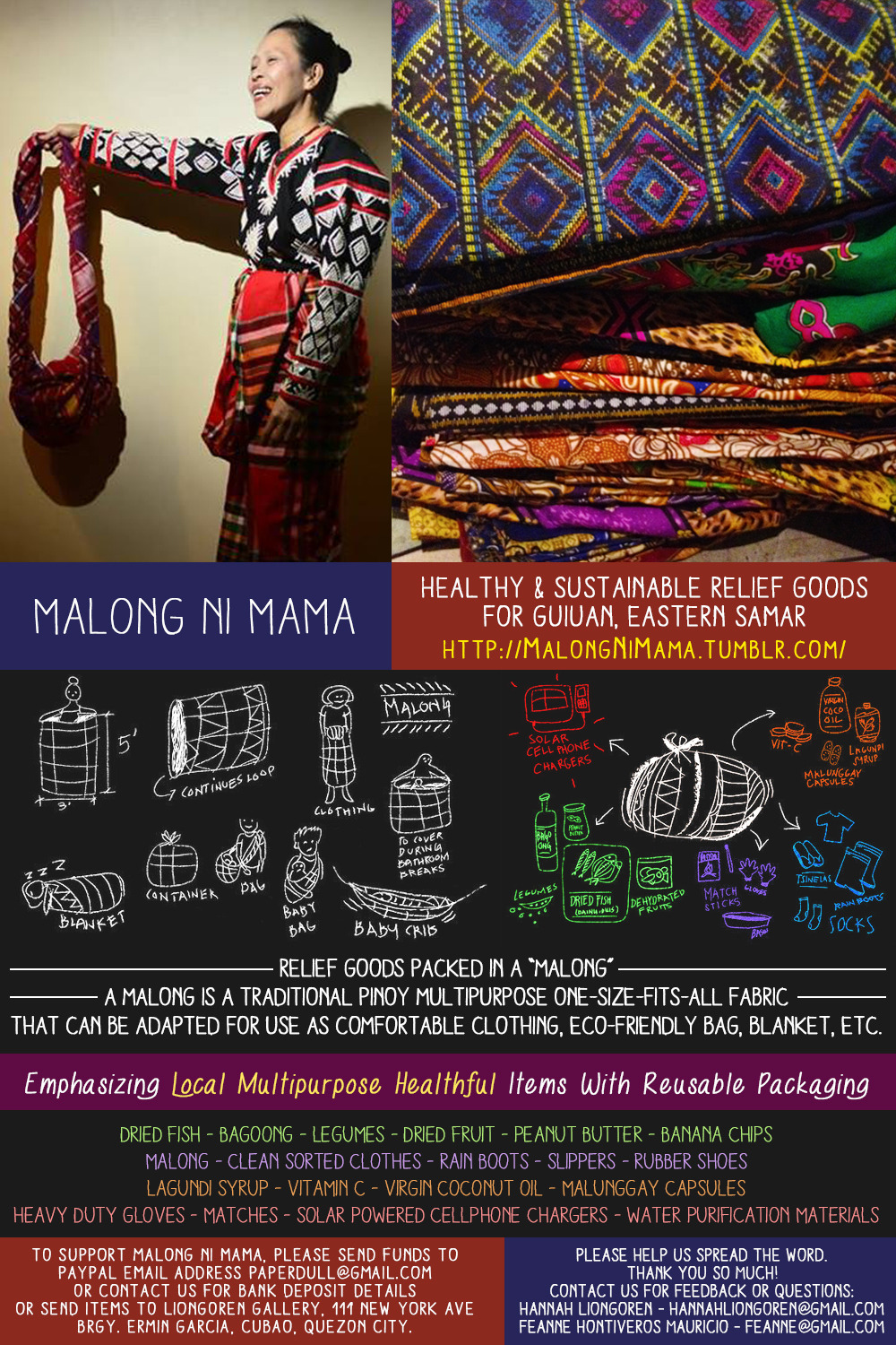 Malong Ni Mama: Healthy Sustainable Relief Goods For Typhoon Survivors Of Guiuan, Eastern Samar.
Focusing on local multipurpose healthful items with less wasteful packaging.
More details—
Typhoon Haiyan (Yolanda) has devastated parts of the...