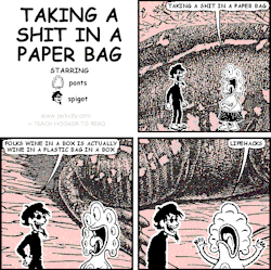 jerkcity:  #5543: taking a shit in a paper bag 