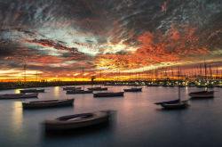 etherealvistas:  Port in sunset (Australia) by  John Yang || Facebook 
