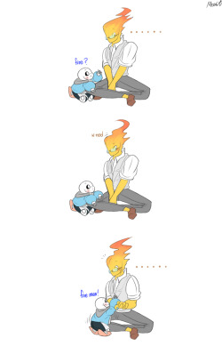 mooncatyao:  [Speak] Grillby & little