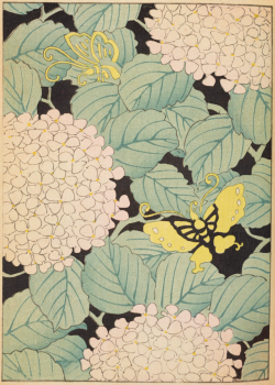 nemfrog: Pattern with hydrangea and butterflies. Bijutsukai. The new monthly magazine of various designs by the famous artists of to-day. v. 1. 1901-02. 