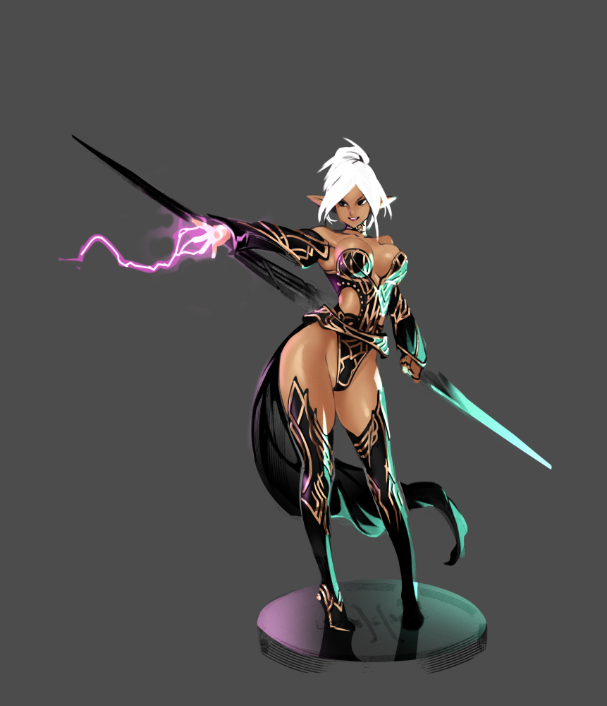 requiemdusk: I painted this based on the beautiful Lineage2 Dark Elf Statue that