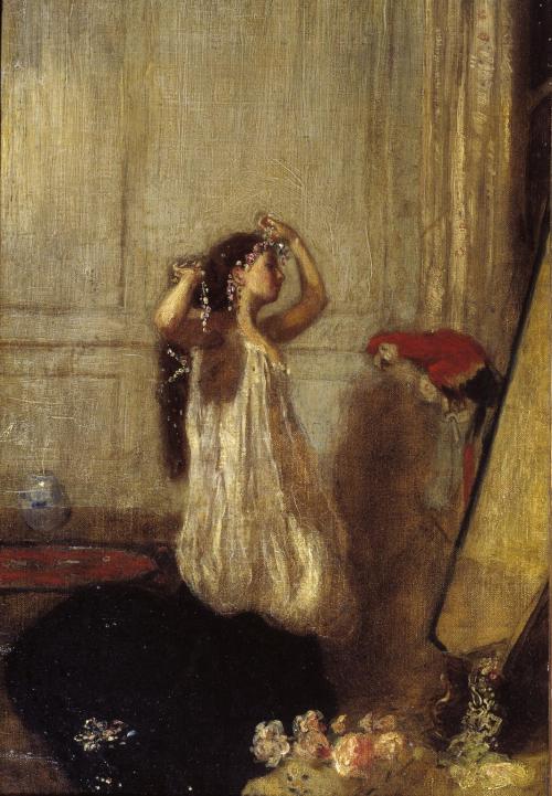 tate-museum: A Girl with a Parrot, Henry Tonks, 1893, TatePresented by W.C. Alexander through the Co